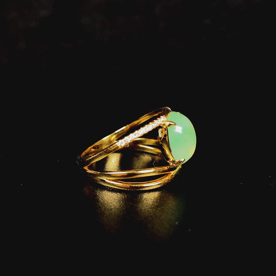 A dual line fresh green jadeite ring.