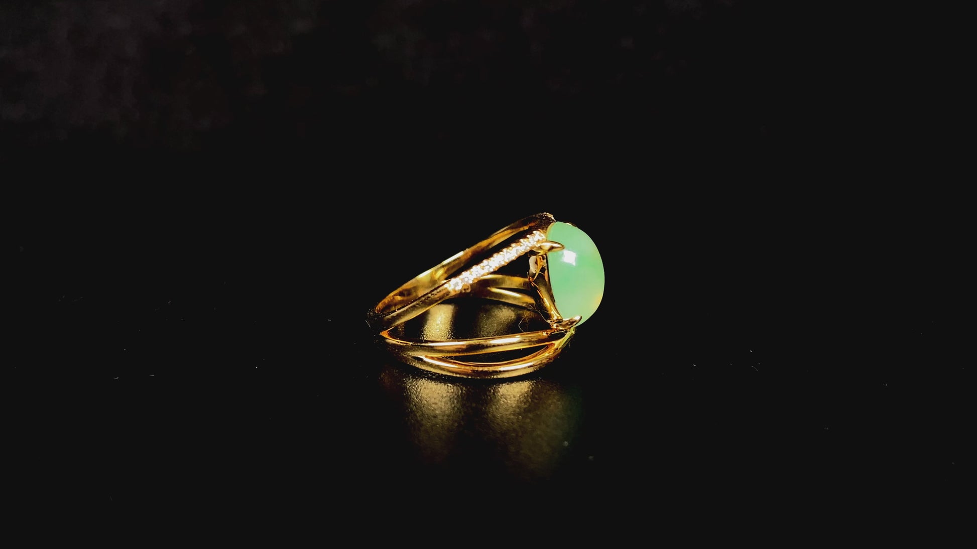A dual line fresh green jadeite ring.