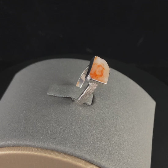 Cream White Sunset Vein · Nature Burmese Jadeite Ring (17mm)