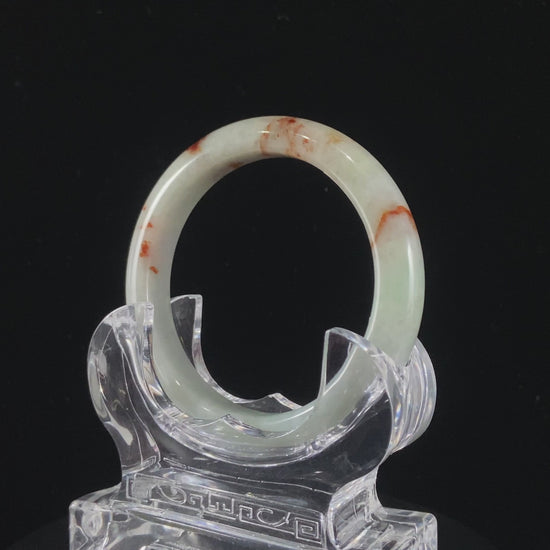 Cinnabar Dust and Frost · Nature Burmese Jadeite Peace Bangle (54mm)