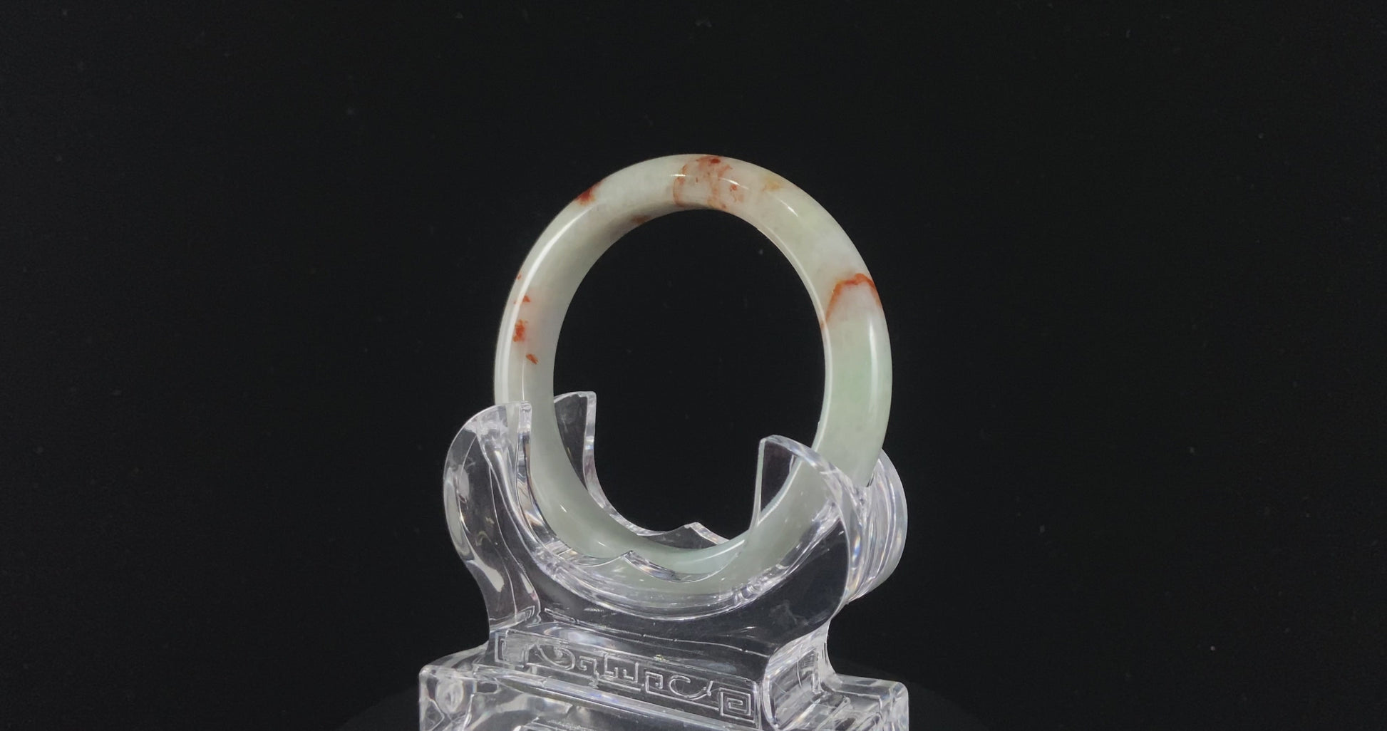 Cinnabar Dust and Frost · Nature Burmese Jadeite Peace Bangle (54mm)