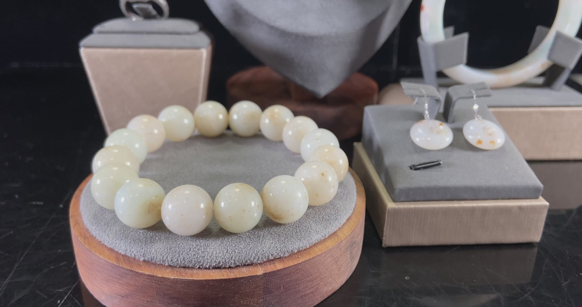 Auspicious Koi | Autumn Cloud Blush · Natural Burmese Jadeite Set