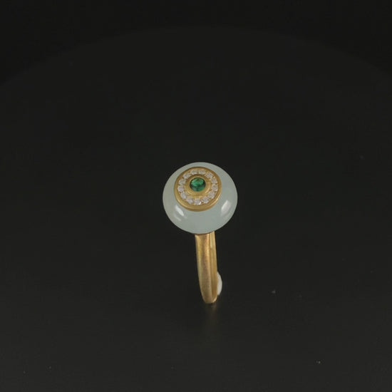 Clear Dew White Ice Lucky Donut · Nature Burmese Jadeite Ring