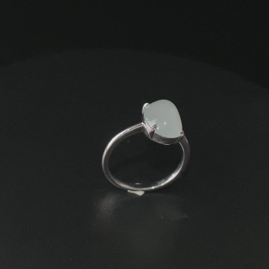 Icy White Oval Cabochon · Nature Burmese Jadeite Ring (18mm)