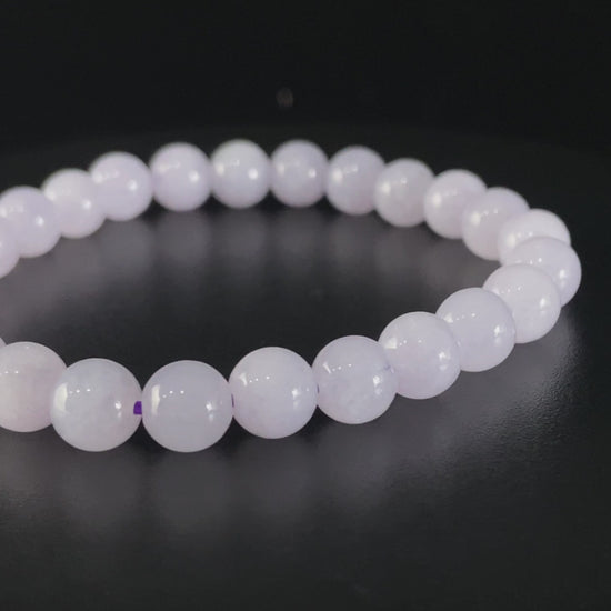 Lavender‑Frost Pale Lilac · Nature Burmese Jadeite Bracelet