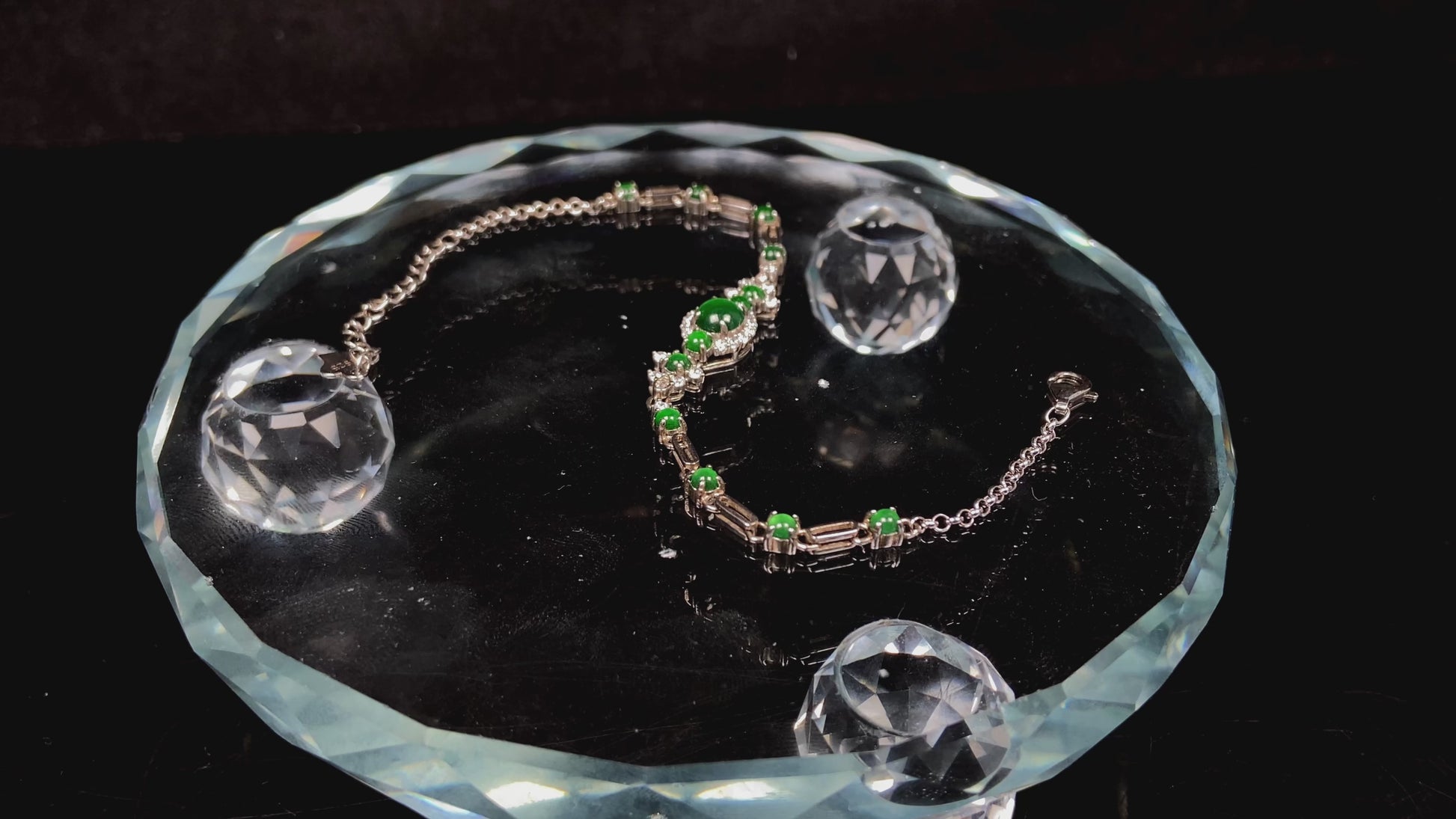 A glacial green dewy jadeite bracelet.
