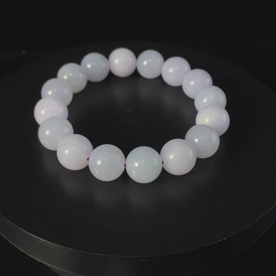 Violet Wing | Pale Haze Lilac · Nature Burmese Jadeite Beads Bracelet