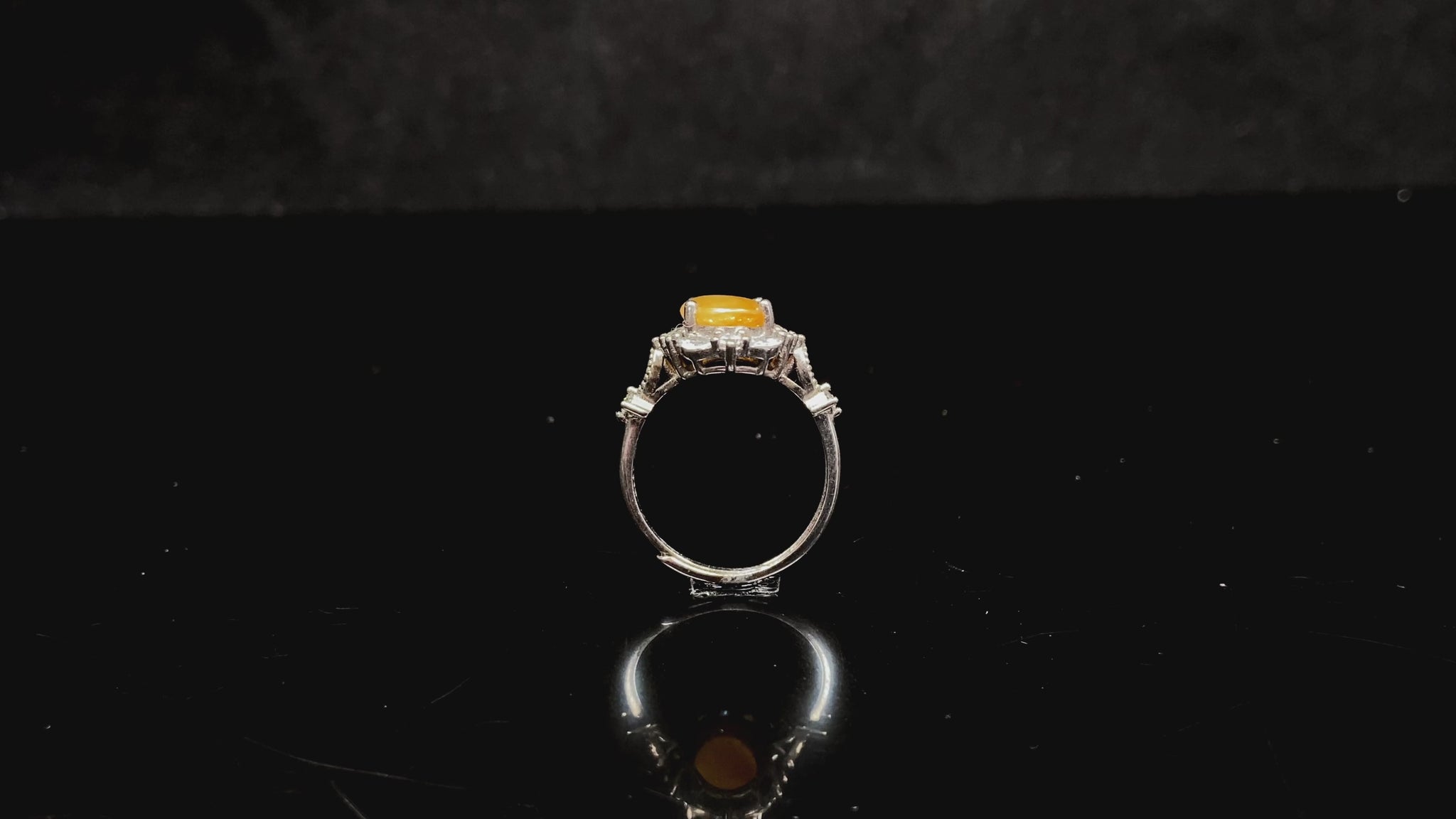 A honeyed hush glow jadeite ring.