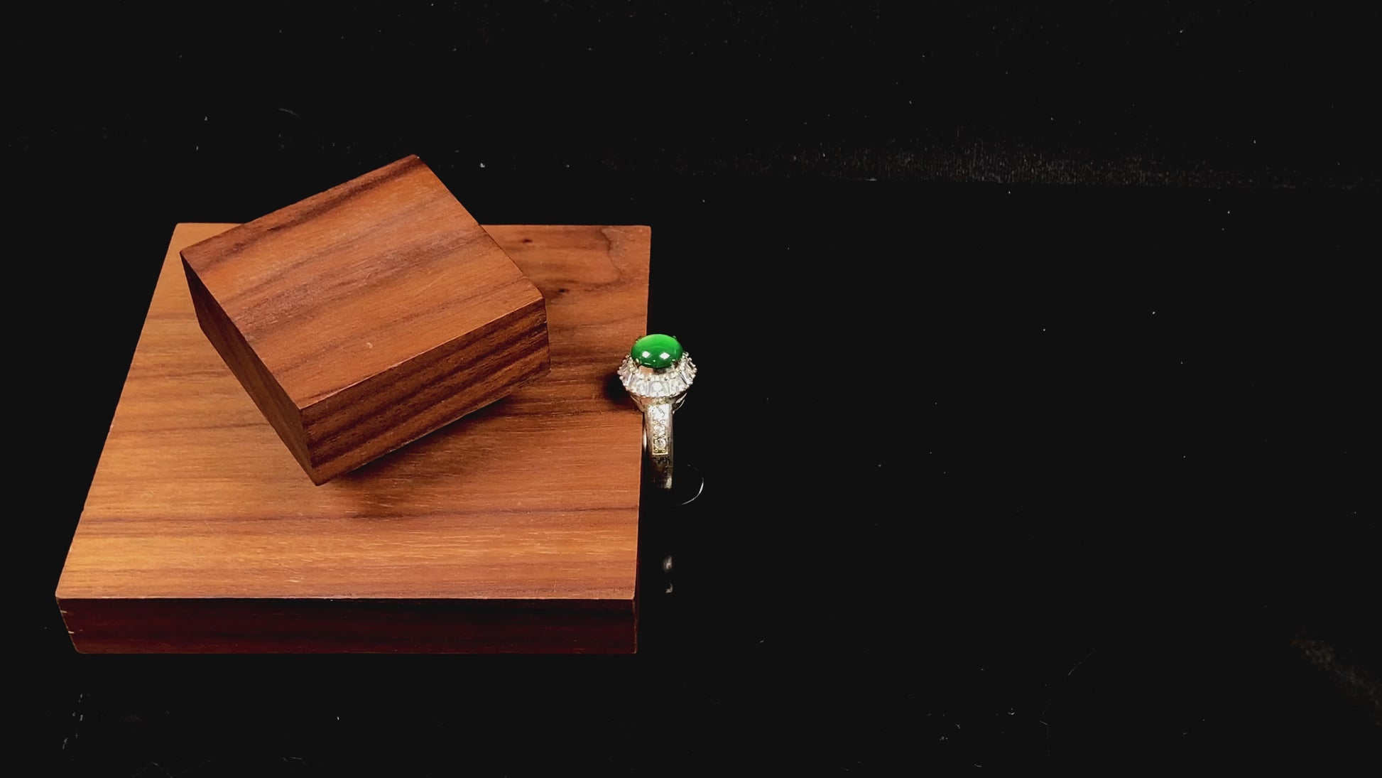 A enchanting imperial green jadeite ring.