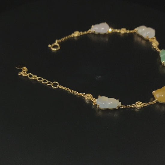 Three Color Fortune and Prosperity · Natural Burmese Jadeite  Bracelet