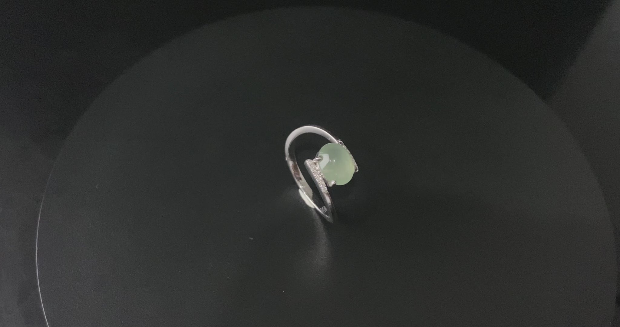 Clear Green Icy Cabochon· Nature Burmese Jadeite Ring (18mm)