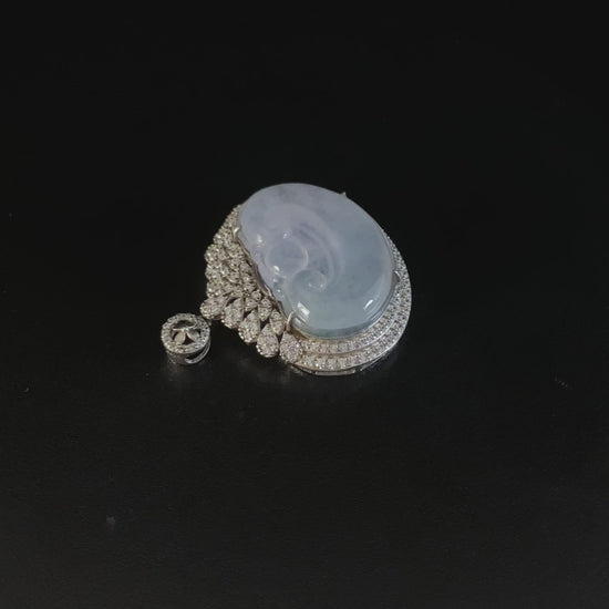 Frost Cloud White Ruyi · Nature Burmese Jadeite Pendant