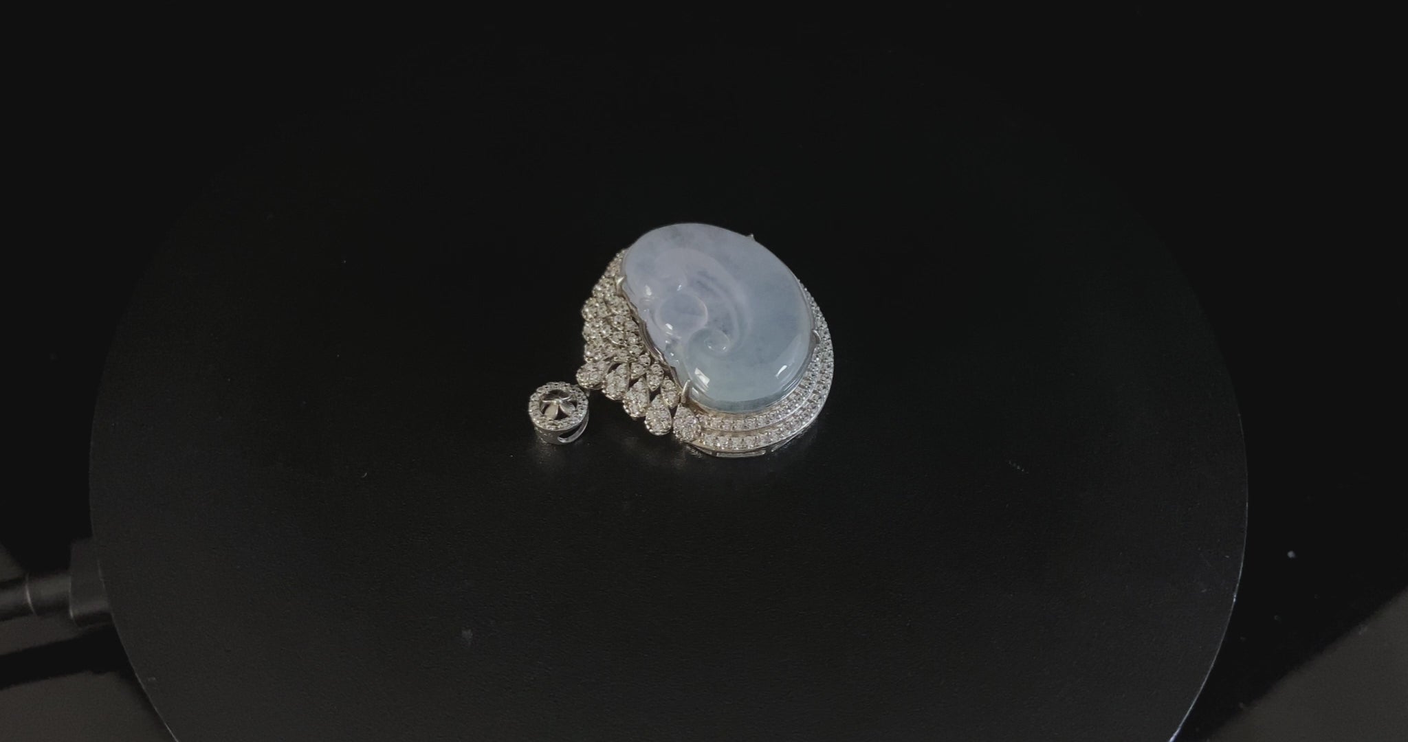 Frost Cloud White Ruyi · Nature Burmese Jadeite Pendant