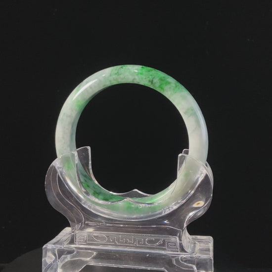 The White Tiger and The Midnight Forest | Hazy Emerald Drift · Nature Burmese Jadeite Peace Bangle
