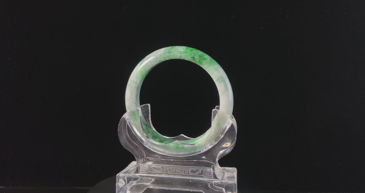 The White Tiger and The Midnight Forest | Hazy Emerald Drift · Nature Burmese Jadeite Peace Bangle