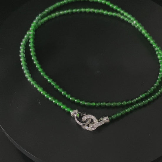 Lustrous Spinach Green · Natural Burmese Jadeite Beads Necklace