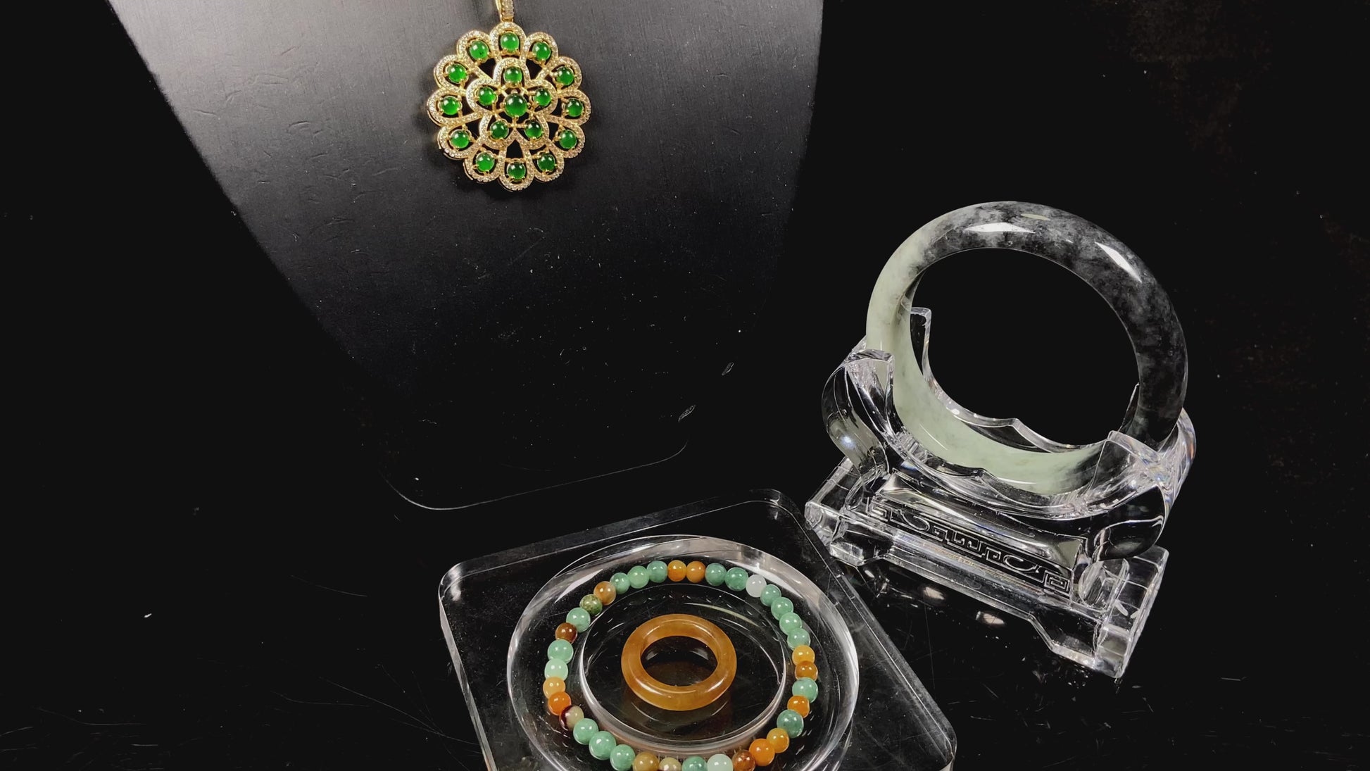 A golden verdant ink bloom jadeite.