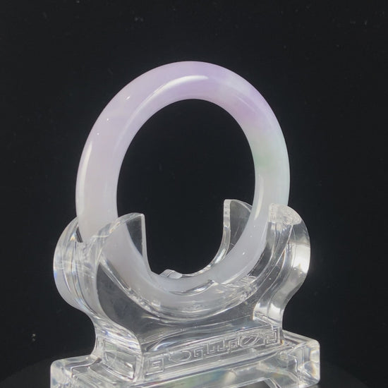 Misty Lavender Glow · Nature Burmese Jadeite Round Bangle (56mm)