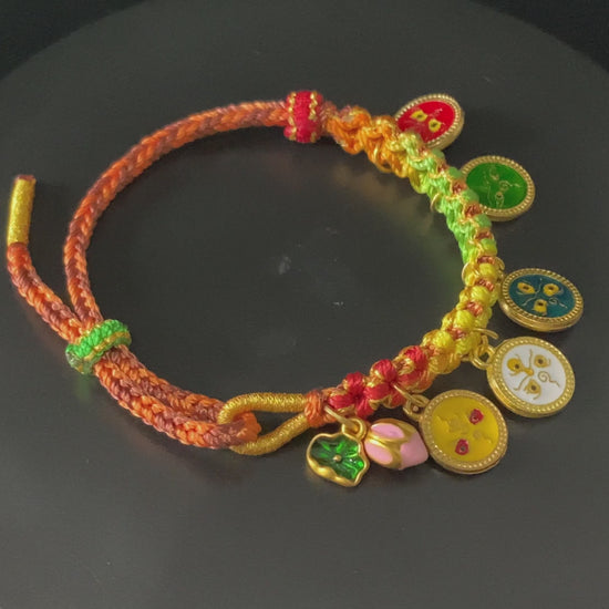 A five elements woven tangka bracelet.