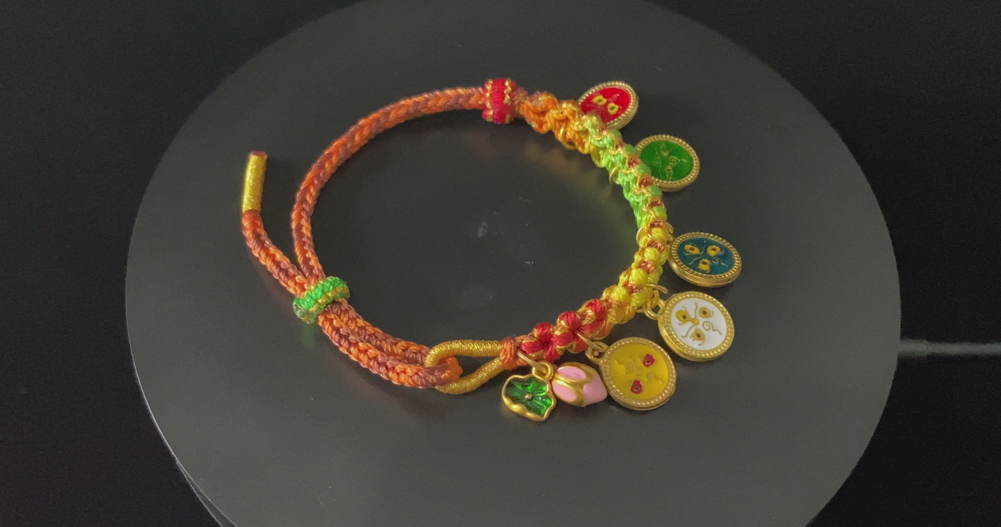 A five elements woven tangka bracelet.