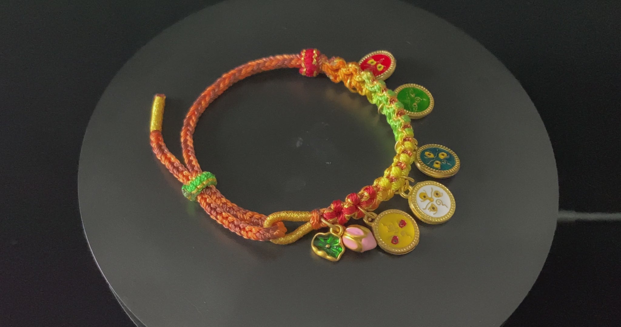 A five elements woven tangka bracelet.