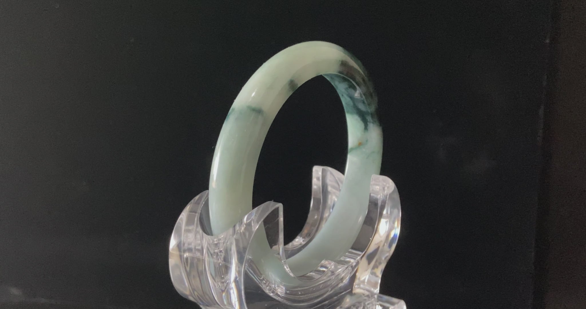 Blue Dark Flower · Nature Burmese Jadeite Peace Bangle (60mm)