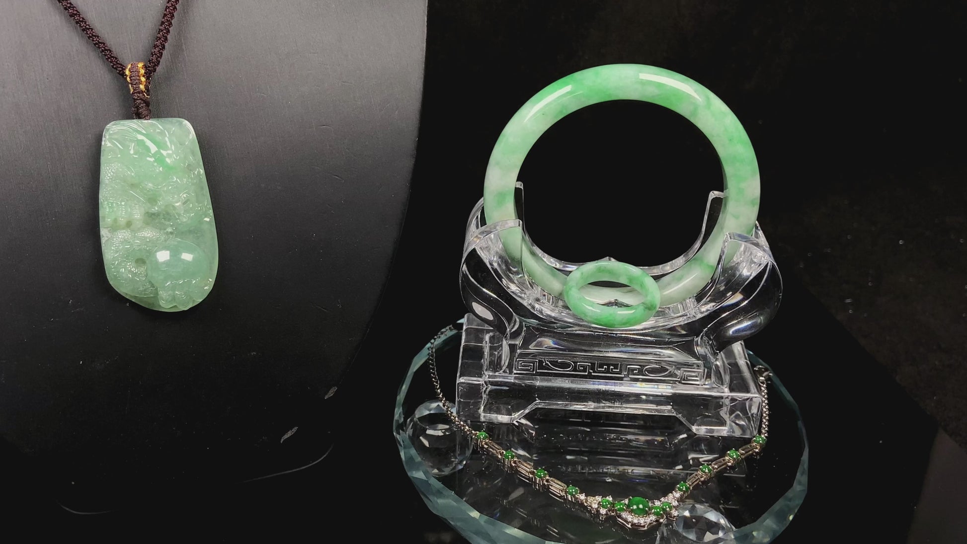 A set of fresh green soft yones jadeite.