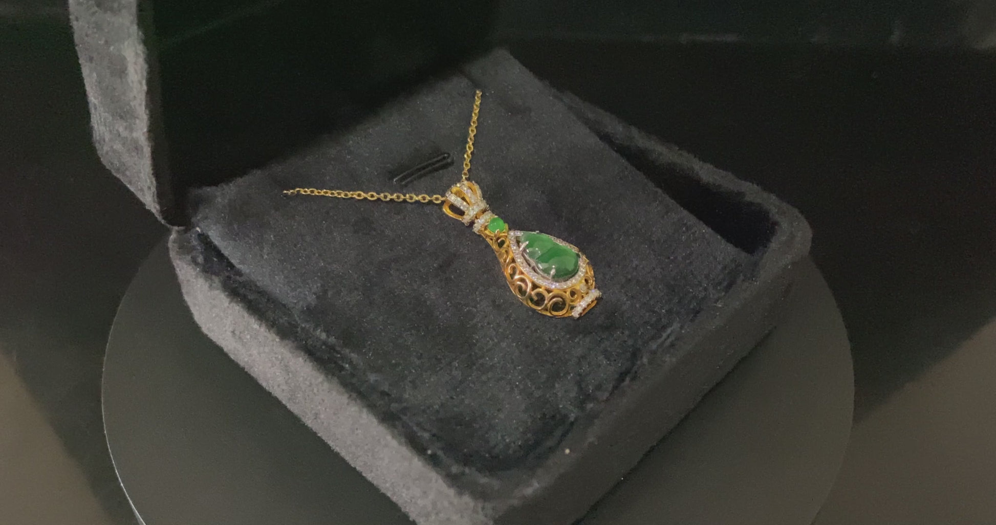 Glistening Gold And Verdant Green · Nature Jadeite Pendant