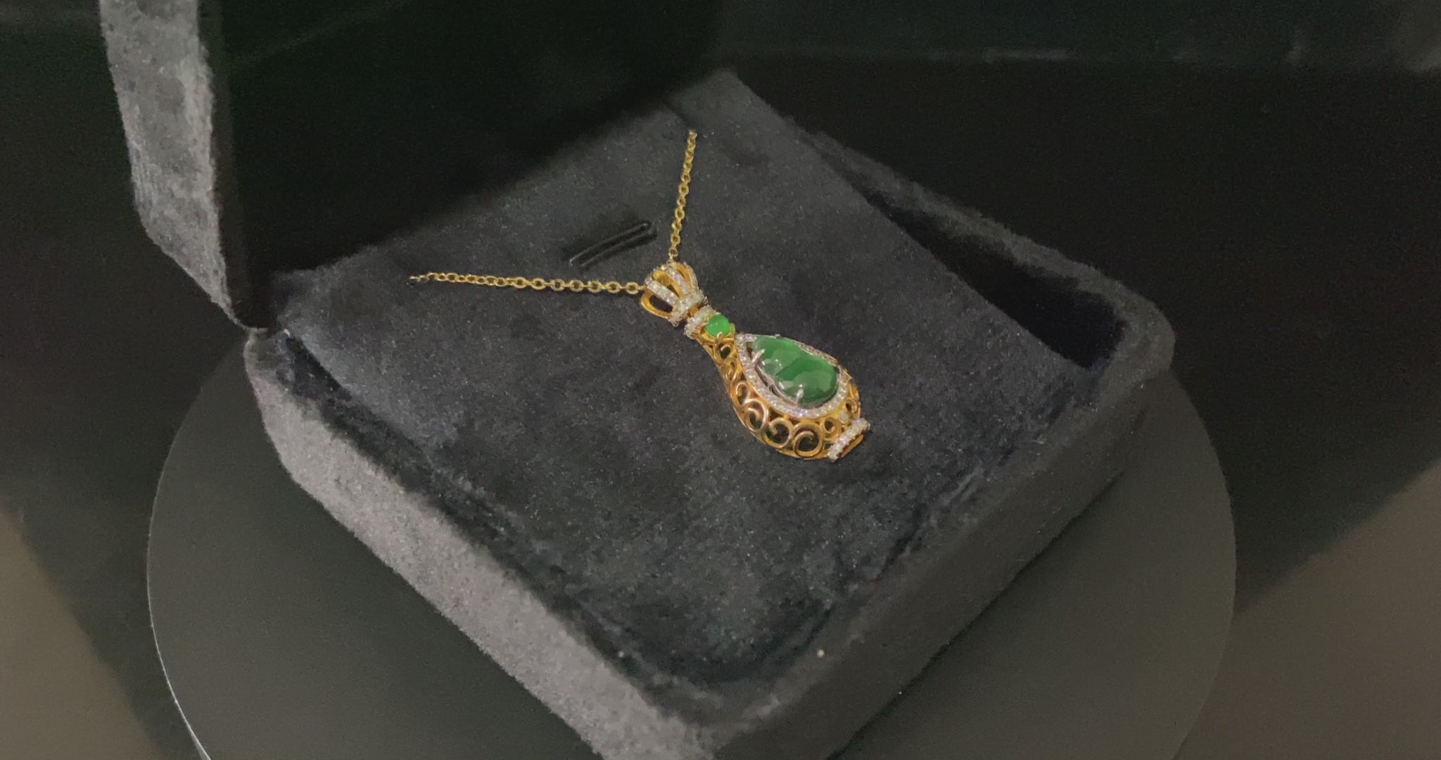 Glistening Gold And Verdant Green · Nature Jadeite Pendant