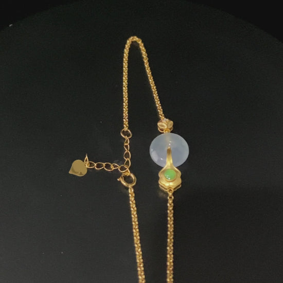 Icy White Peace Buckle Ping An Kou · Natural Burmese Jadeite  Bracelet
