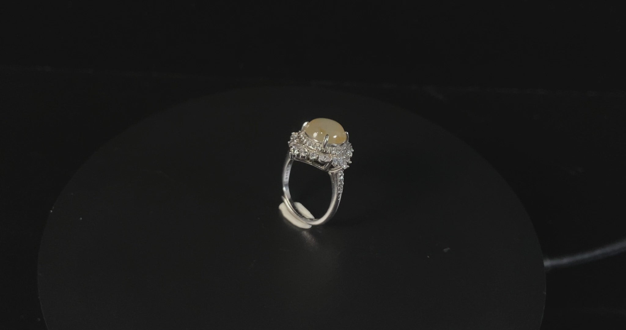 Highly Recommended ✨ Creamy Icy‑Honey Yellow Cabochon · Nature Burmese Jadeite Ring
