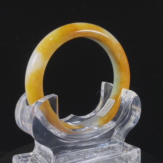 Collector’s Choice 🪄 Warm Golden Nectar · Nature Burmese Jadeite Peace Bangle (59mm)