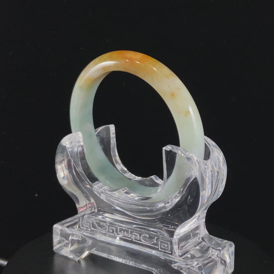 Golden Ripples in the Autumn Glow · Nature Burmese Jadeite Peace Bangle (57mm)