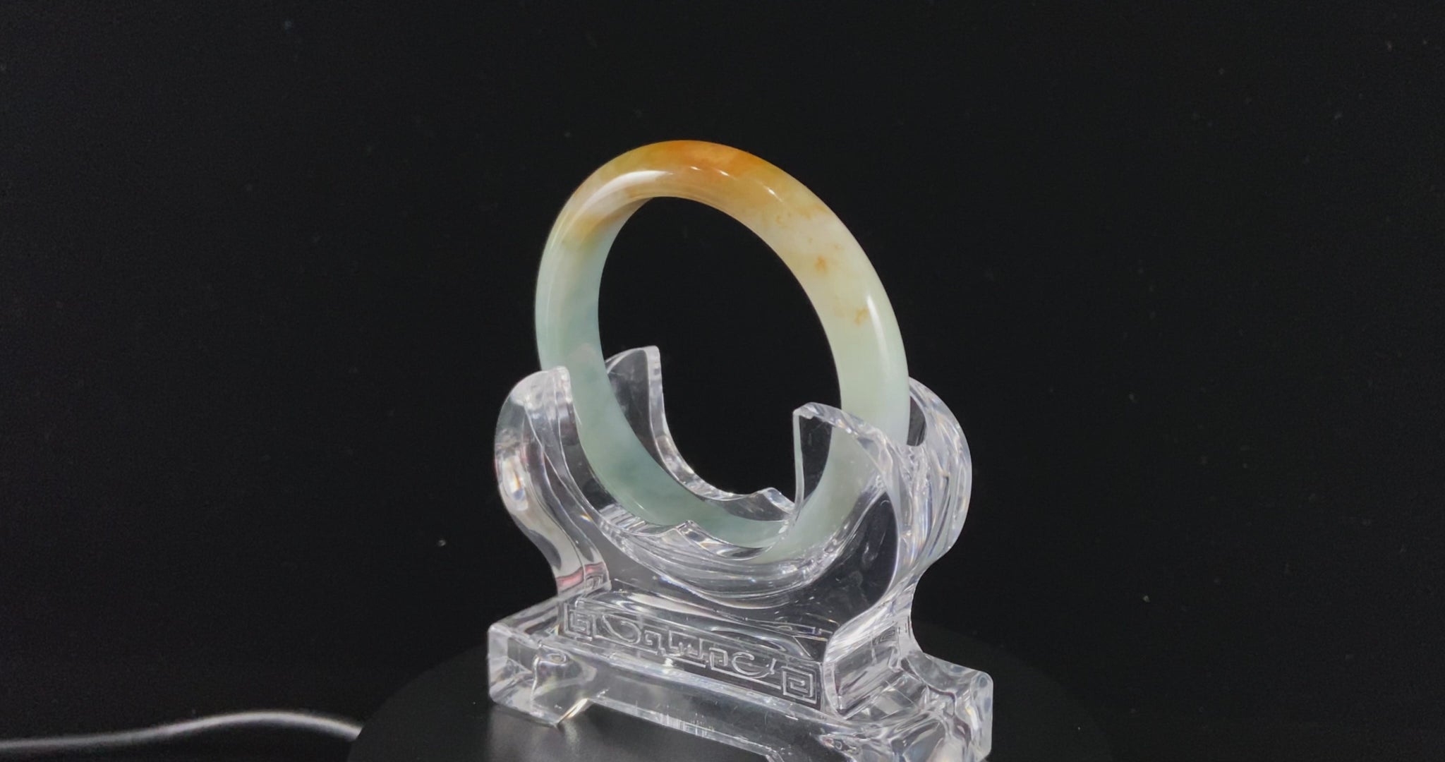 Golden Ripples in the Autumn Glow · Nature Burmese Jadeite Peace Bangle (57mm)