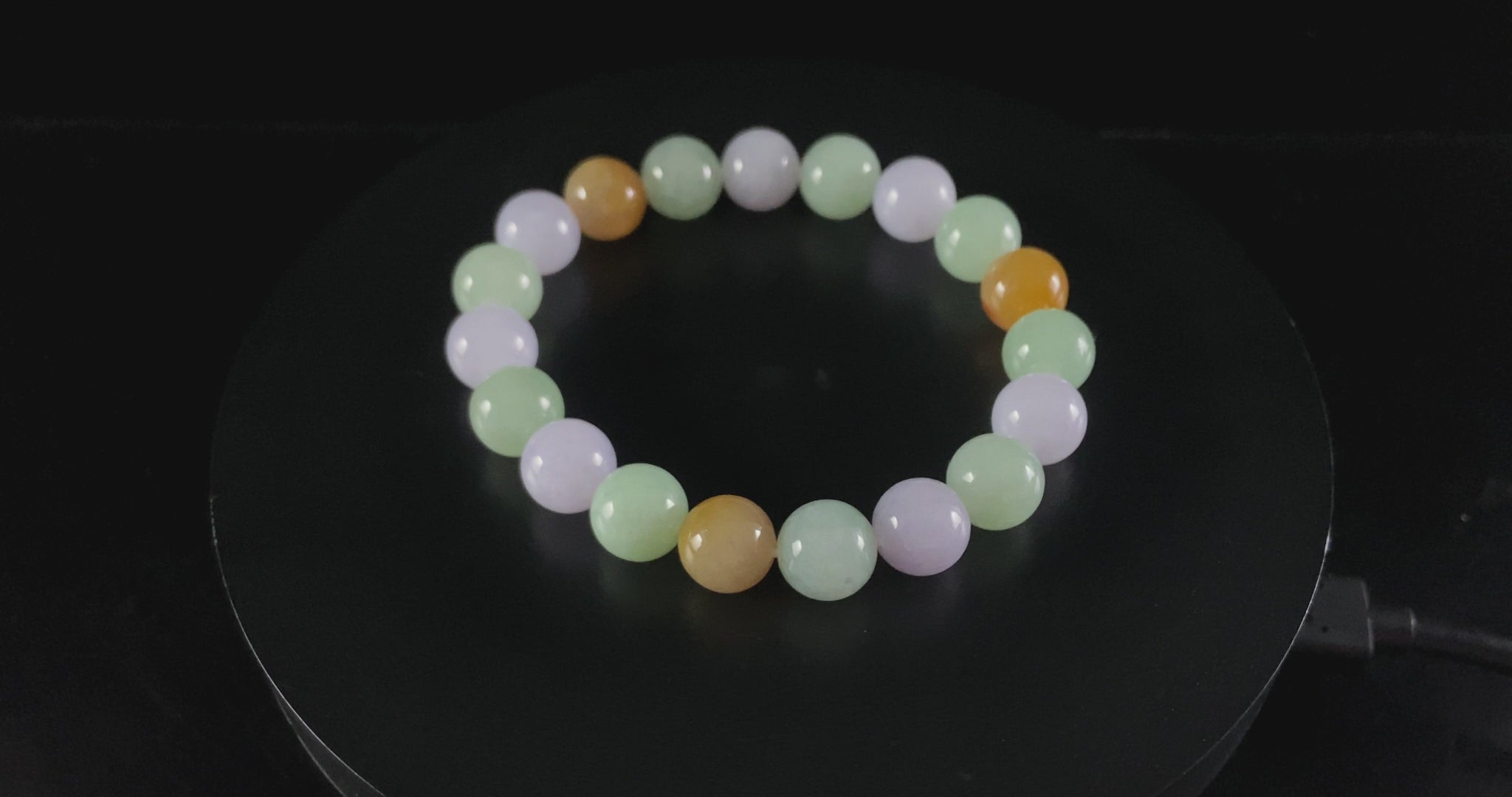 Fu lu Shou Tri‑Color · Nature Burmese Jadeite Beads Bracelet