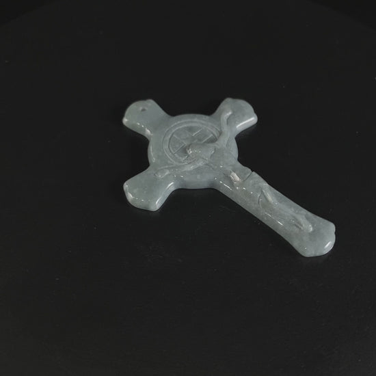 Mist Wuji Crucifix · Nature Burmese Jadeite Pendant