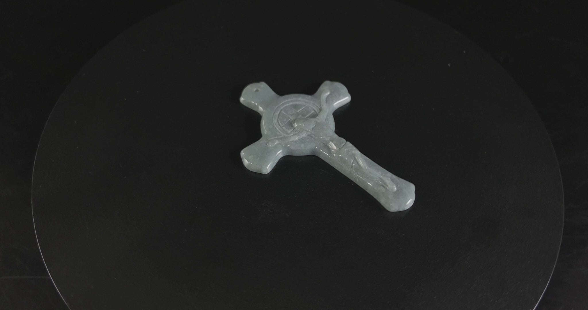 Mist Wuji Crucifix · Nature Burmese Jadeite Pendant