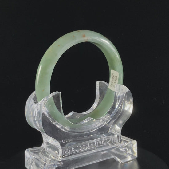Light Green Golden Splashes · Nature Burmese Jadeite Peace Bangle (60mm)