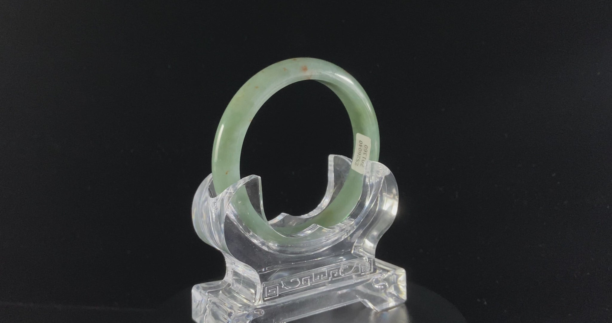 Light Green Golden Splashes · Nature Burmese Jadeite Peace Bangle (60mm)