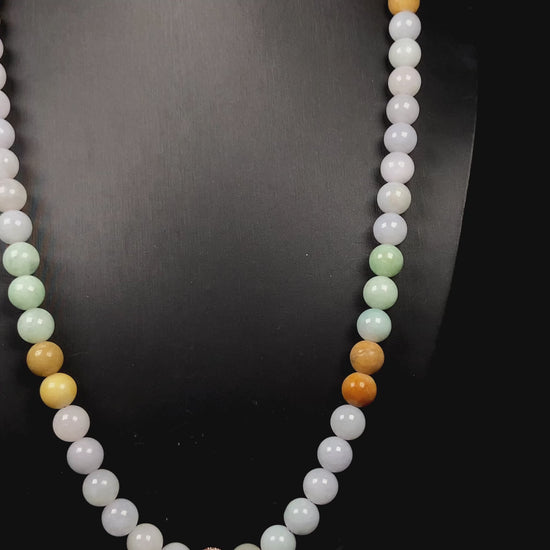 A milky candy tricolor jadeite beads necklace.