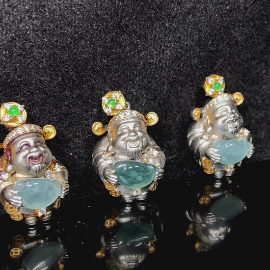 A aqua ingot fortune god jadeite pendant.