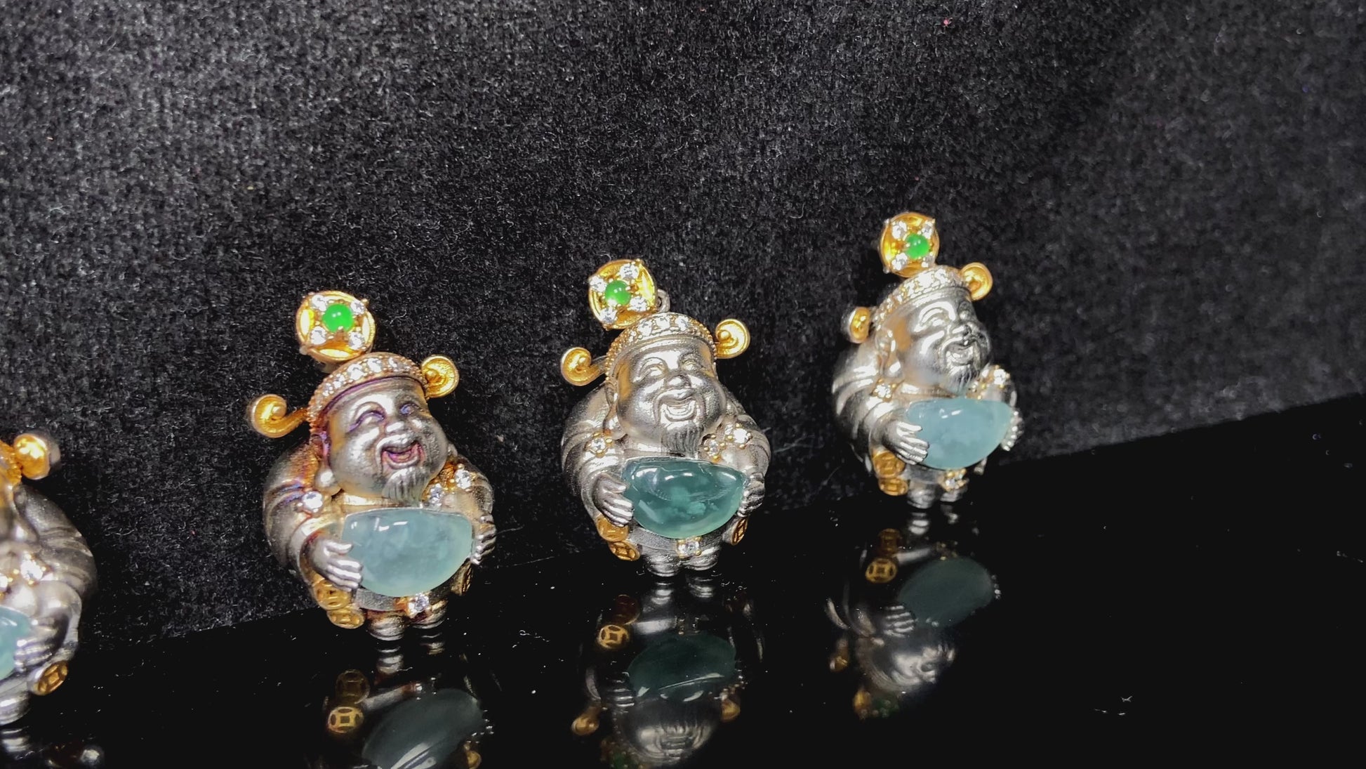 A aqua ingot fortune god jadeite pendant.