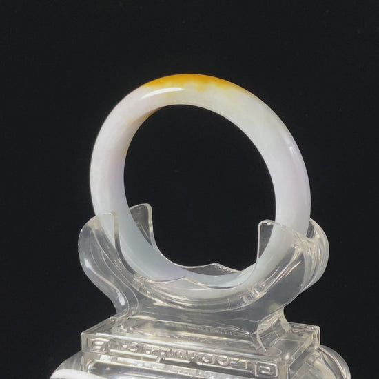 Dunhuang | Aurora Pale Gold · Nature Burmese Jadeite Peace Bangle (59mm)