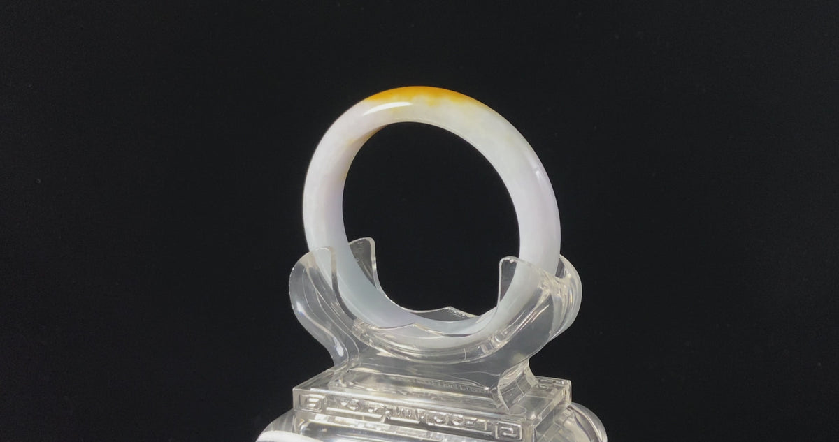 Dunhuang | Aurora Pale Gold · Nature Burmese Jadeite Peace Bangle (59mm)