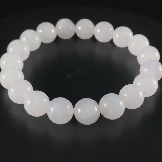 Soft Luminous Icy White · Nature Burmese Jadeite Beads Bracelet