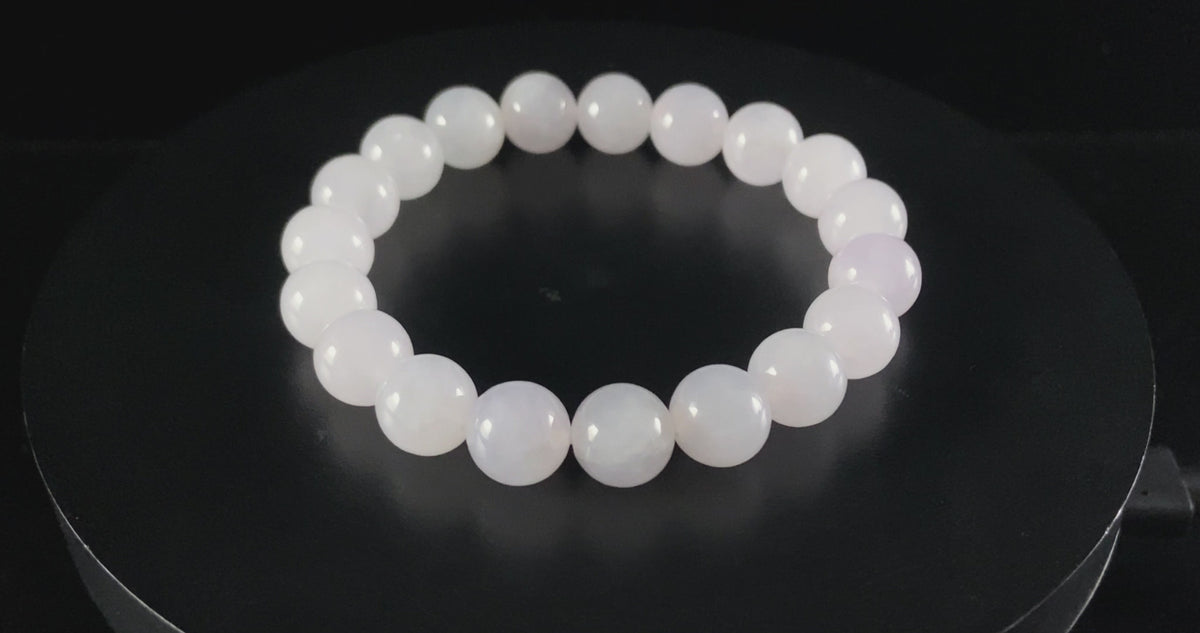 Soft Luminous Icy White · Nature Burmese Jadeite Beads Bracelet