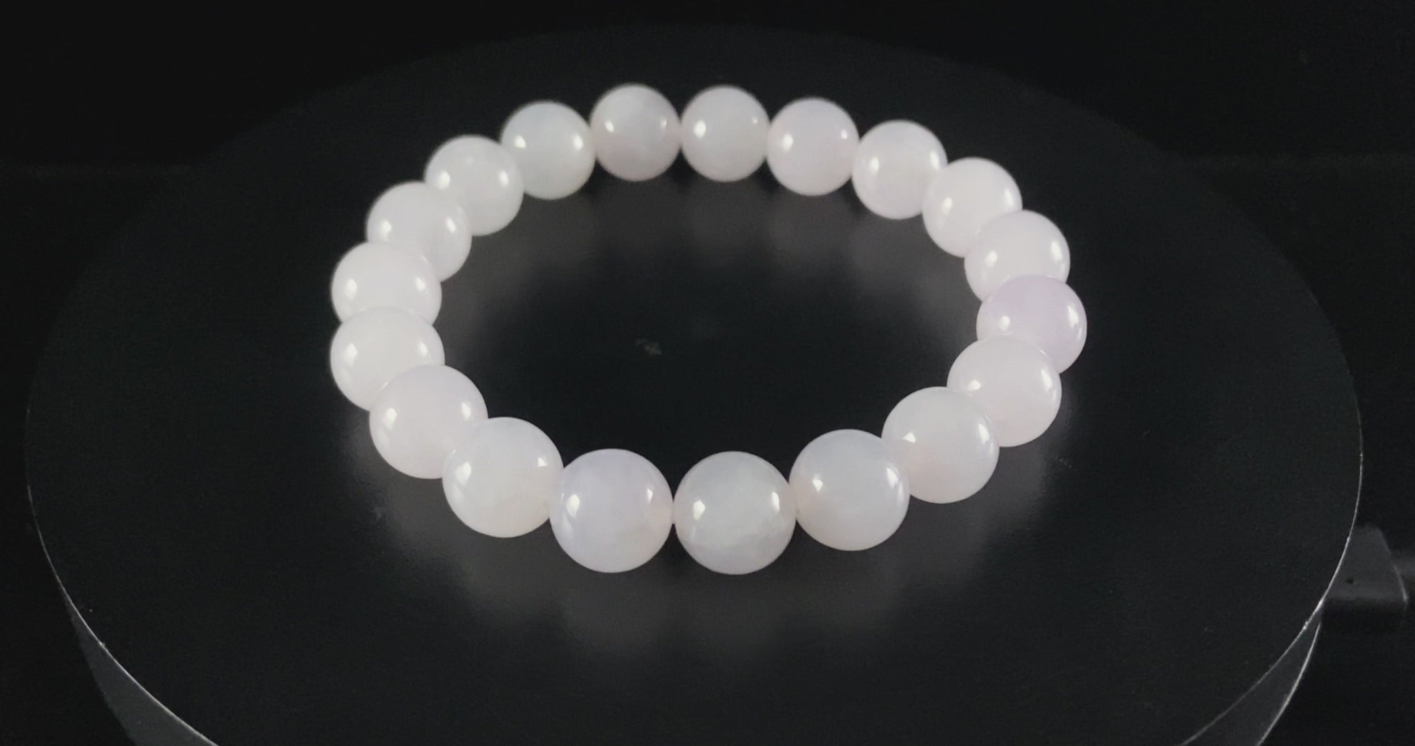 Soft Luminous Icy White · Nature Burmese Jadeite Beads Bracelet