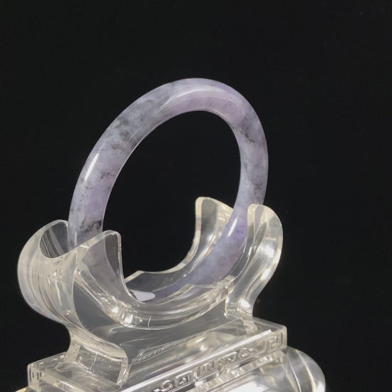 Shadow Bloom Purple Veil · Nature Burmese Jadeite Round Bangle （54mm）