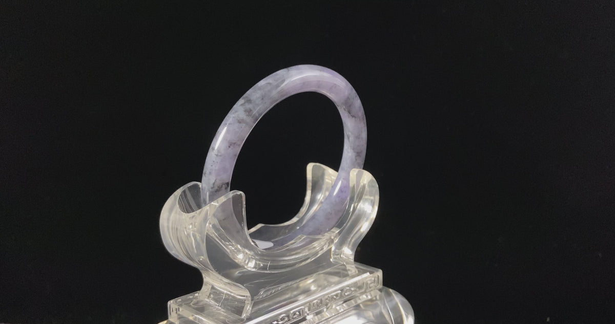 Shadow Bloom Purple Veil · Nature Burmese Jadeite Round Bangle （54mm）
