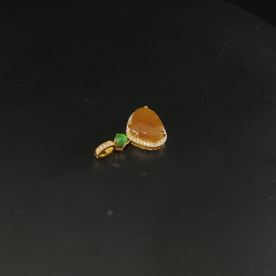 New Arrival 🍯 Warm Golden Amber · Nature Burmese Jadeite Pendant